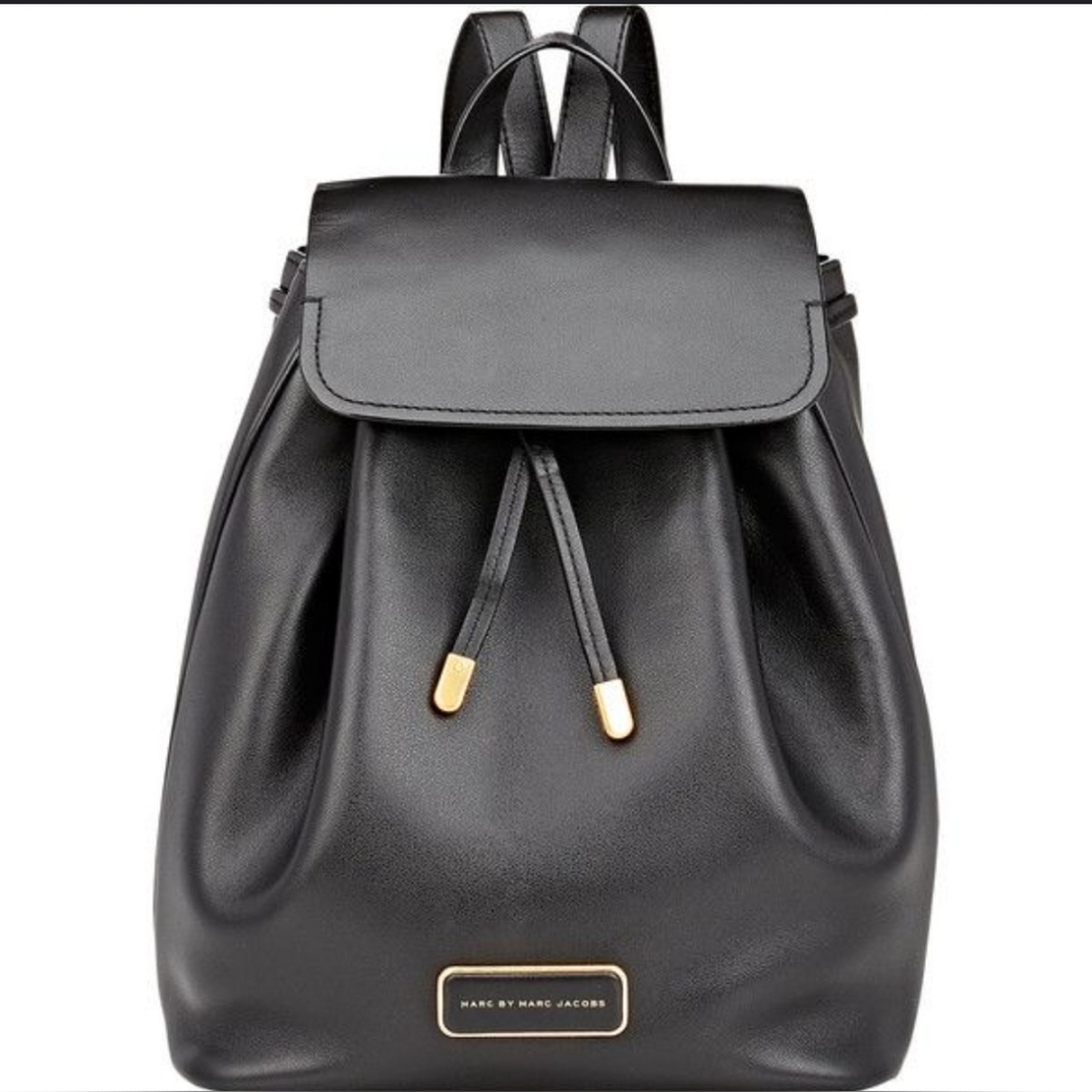MARC JACOBS Designer Ligero Black Leather Backpack Shoulder Bag